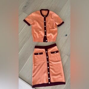 Elegant Orange and Brown Women's Knit Set